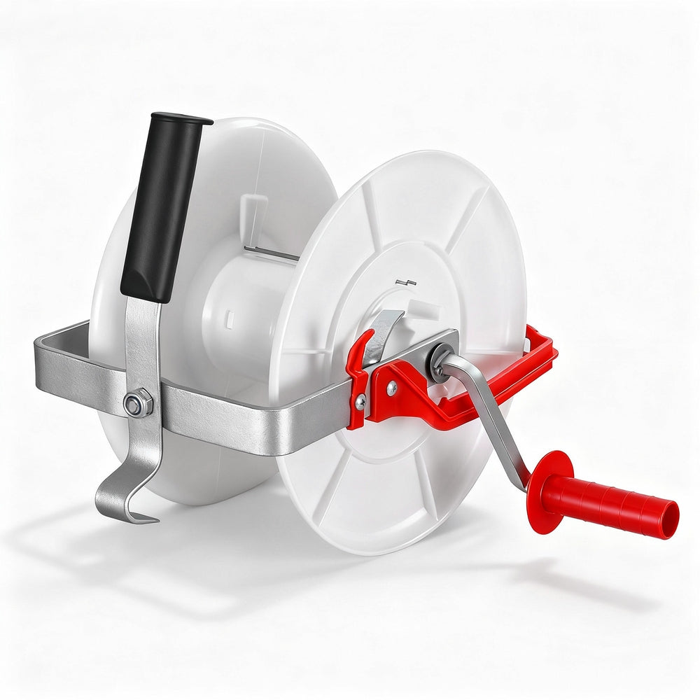 Giantz Electric Fence Reel Geared Portable Polywire Fencing Farm White SFC-REEL13-WH