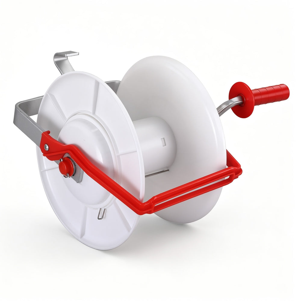 Giantz Electric Fence Reel Geared Portable Polywire Fencing Farm White SFC-REEL13-WH