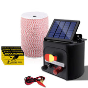 Giantz Fence Energiser 3KM Solar Powered Electric 2KM Poly Wire SFC-SO10-3KM-2000-NS