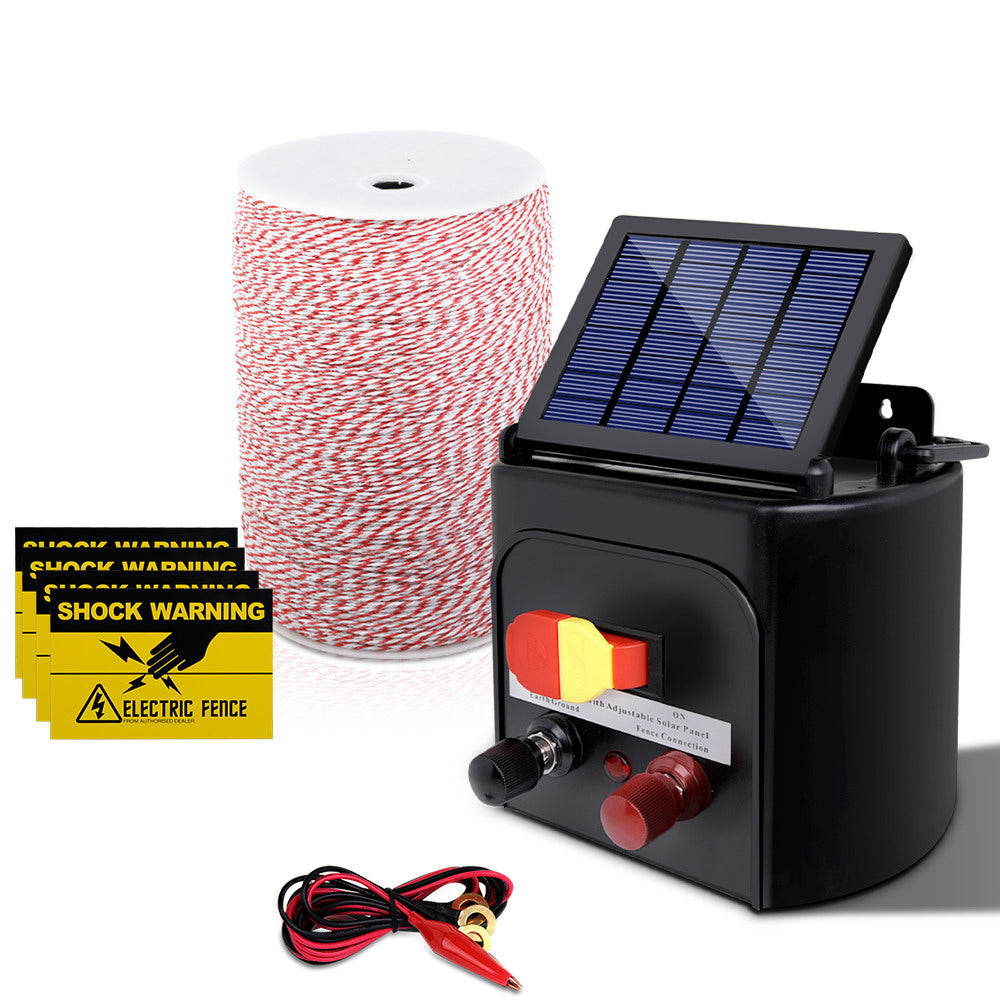 Giantz Fence Energiser 3KM Solar Powered Electric 2KM Poly Wire SFC-SO10-3KM-2000-NS