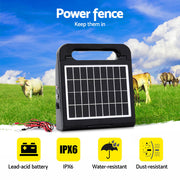Giantz 5km Electric Fence Energiser Solar Energizer Charger Farm Animal 0.15J SFC-SO15-2KM