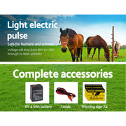 Giantz Fence Energiser 5KM Solar Powered 0.15J Electric Fencing Charger SFC-SO15-5KM