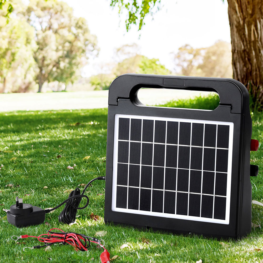 Giantz 10km Electric Fence Energiser Solar Energizer Charger Farm Animal 0.3J SFC-SO30-5KM
