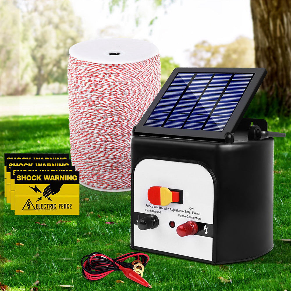 Giantz Fence Energiser 8KM Solar Powered Electric 2KM Poly Wire SFC-SO30-8KM-2000-NS