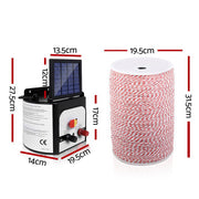 Giantz Fence Energiser 8KM Solar Powered Electric 2KM Poly Wire SFC-SO30-8KM-2000-NS