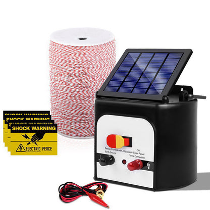 Giantz Fence Energiser 8KM Solar Powered Electric 2KM Poly Wire SFC-SO30-8KM-2000-NS