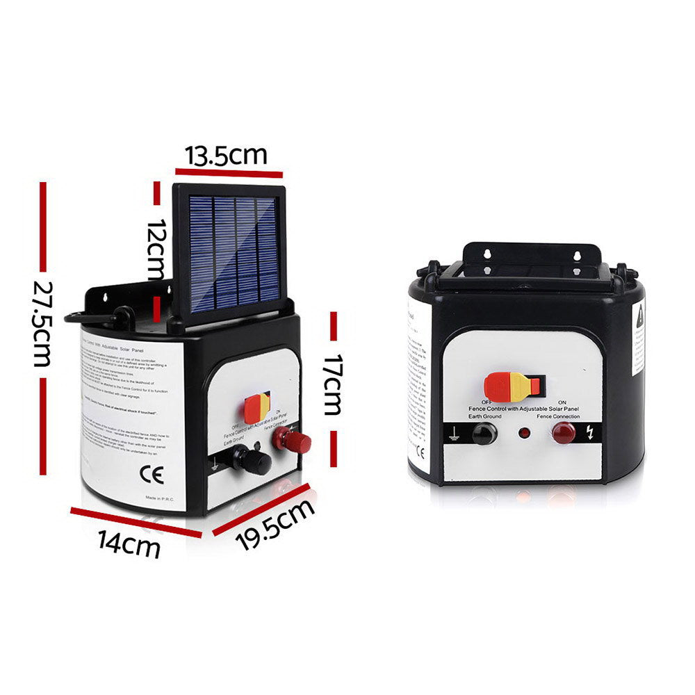 Giantz Fence Energiser 8KM Solar Powered 0.3J Electric Fencing Charger SFC-SO30-8KM-N