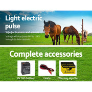 Giantz Fence Energiser 8KM Solar Powered 0.3J Electric Fencing Charger SFC-SO30-8KM-N