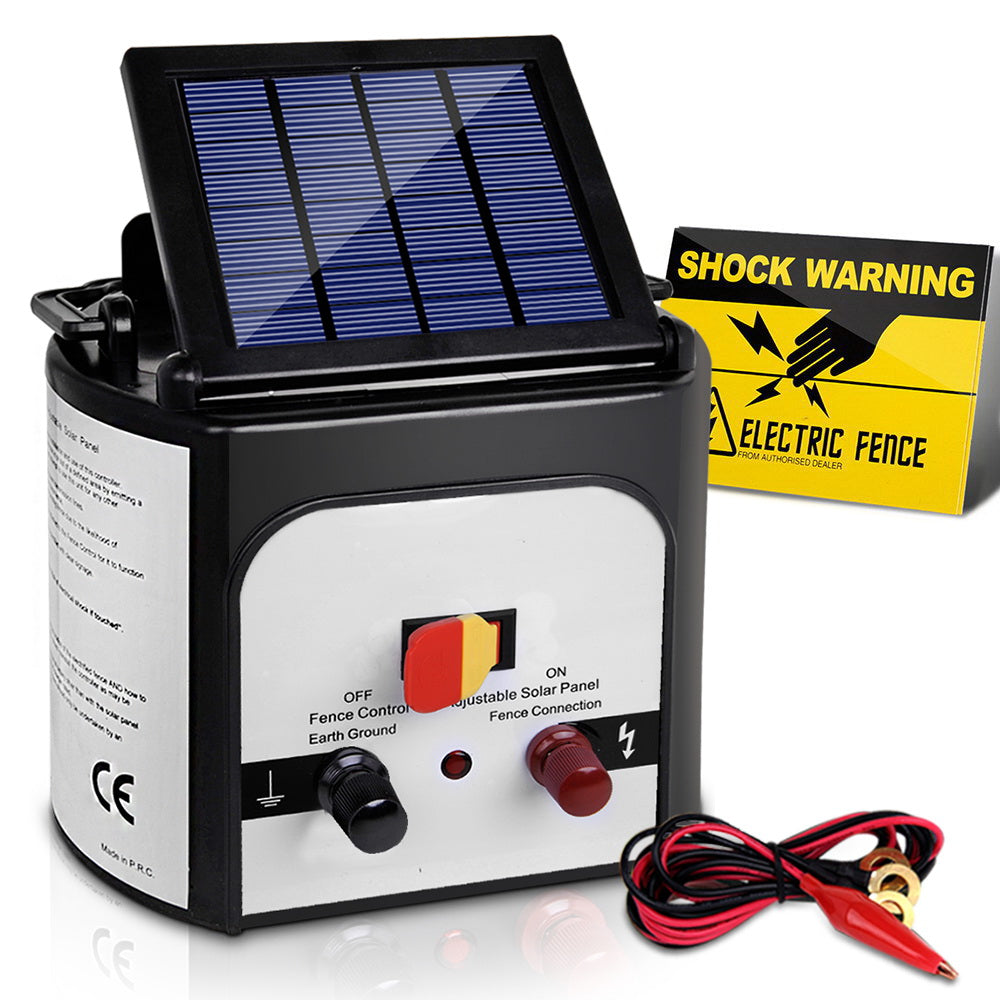 Giantz Fence Energiser 8KM Solar Powered 0.3J Electric Fencing Charger SFC-SO30-8KM-N