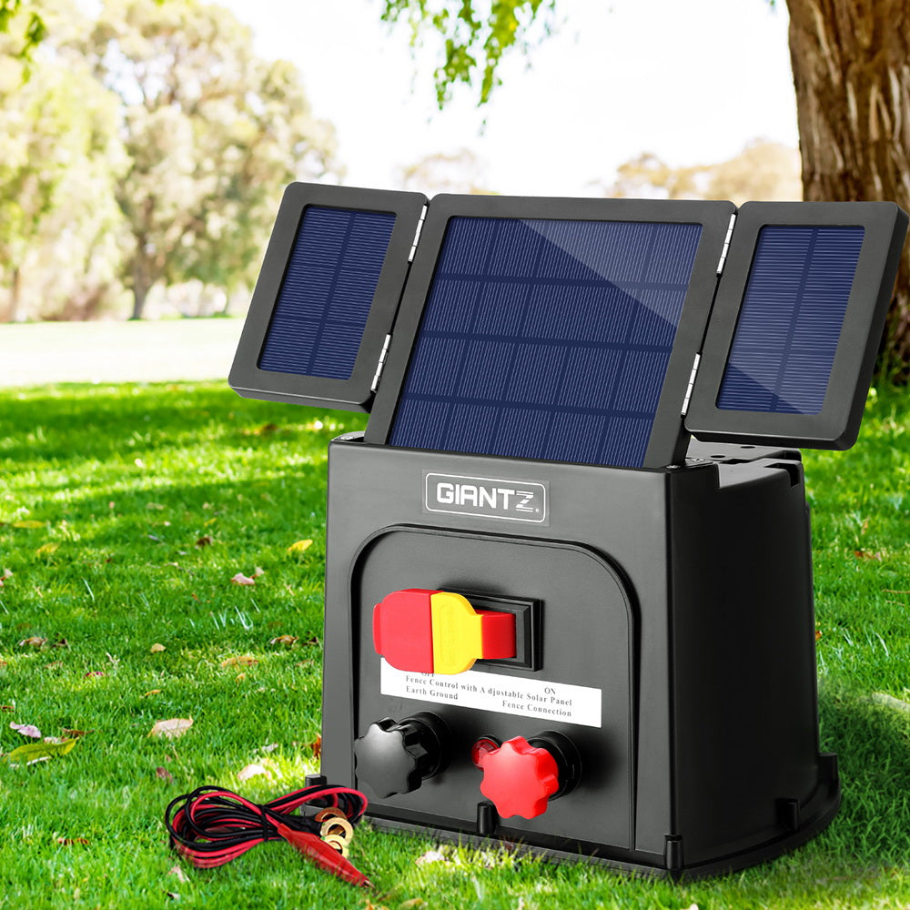 Giantz 8km Electric Fence Energiser PET Solar Energizer 0.3J SFC-SO30-8KM-N-PET