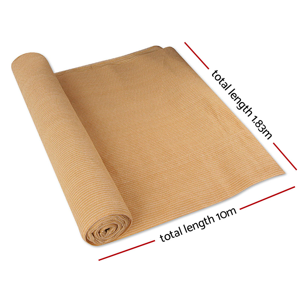 Instahut 50% Shade Cloth 1.83x10m Shadecloth Sail Hevy Duty Beige SH-CL-183X100-100-BE