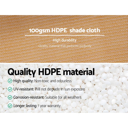 Instahut 50% Shade Cloth 1.83x10m Shadecloth Sail Hevy Duty Beige SH-CL-183X100-100-BE