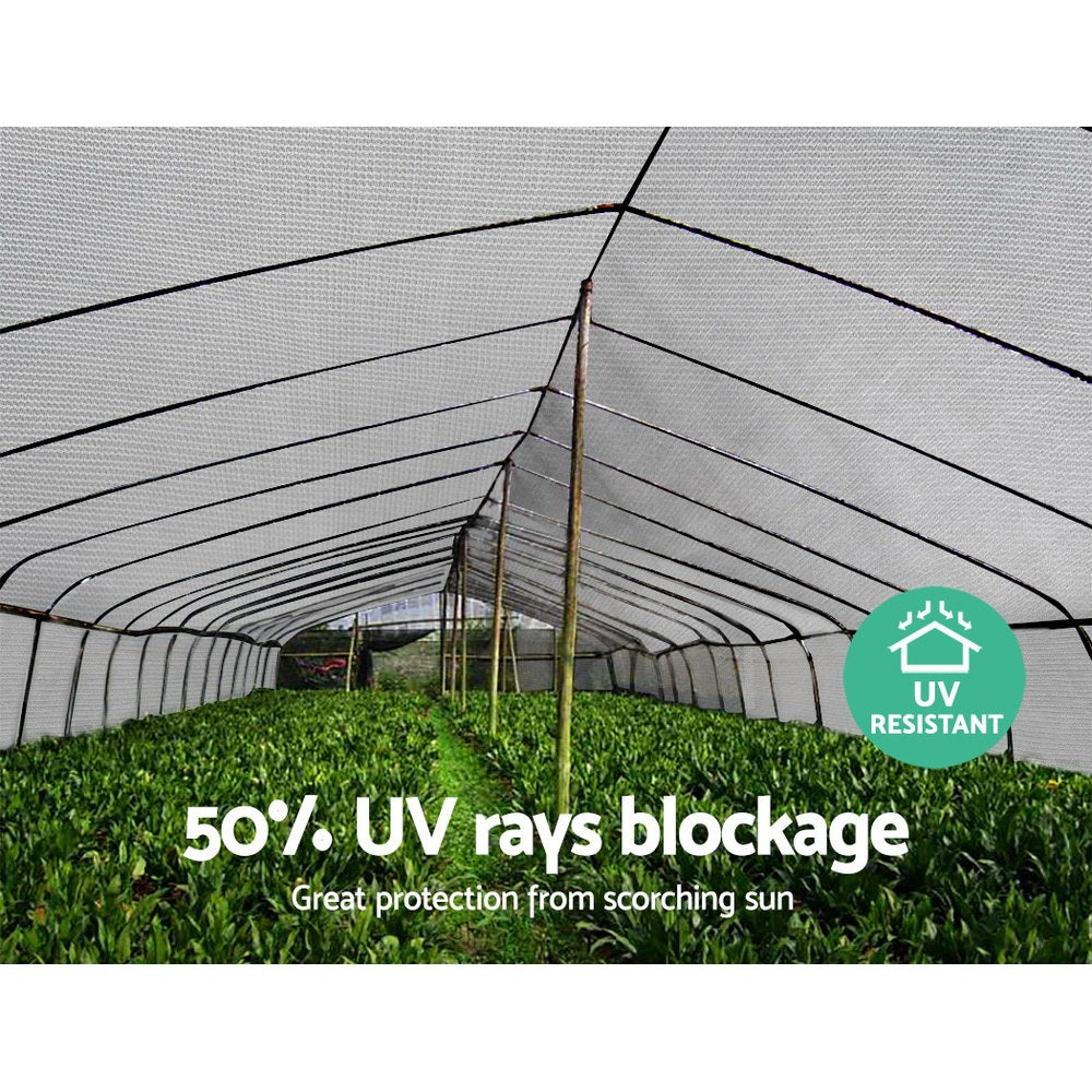 Instahut 50% Shade Cloth 1.83x10m Shadecloth Wide Heavy Duty White SH-CL-183X100-100-R-WH