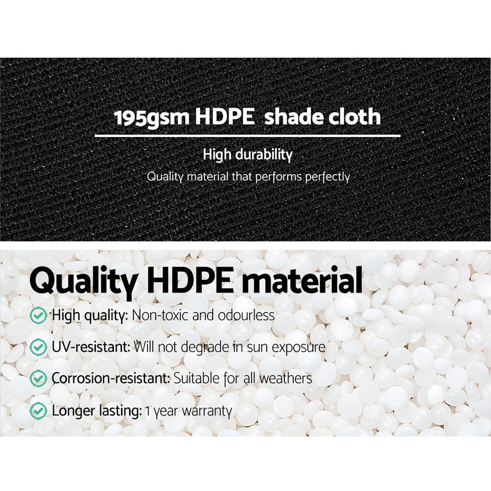 Instahut 90% Shade Cloth 1.83x10m Shadecloth Sail Heavy Duty Black SH-CL-183X100-195-BK