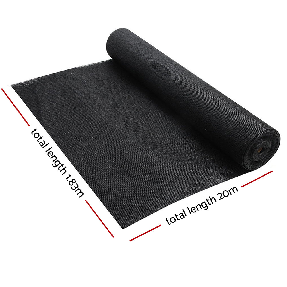 Instahut 50% Shade Cloth 1.83x20m Shade Cloth Sail Heavy Duty Shadecloth Garden Mesh Roll BK SH-CL-183X200-100-BK