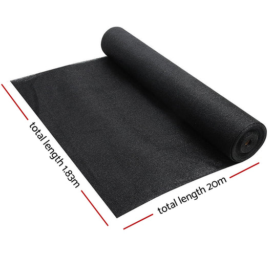 Instahut 50% Shade Cloth 1.83x20m Shade Cloth Sail Heavy Duty Shadecloth Garden Mesh Roll BK SH-CL-183X200-100-BK