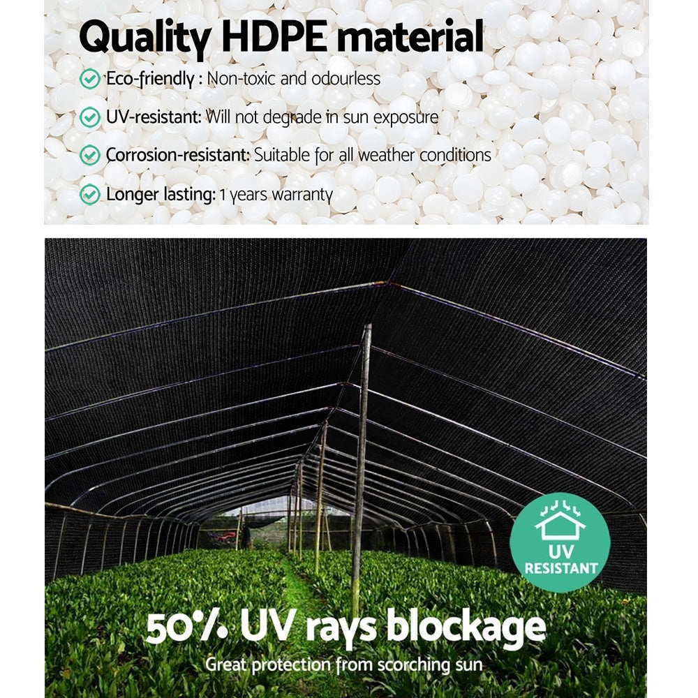 Instahut 50% Shade Cloth 1.83x20m Shade Cloth Sail Heavy Duty Shadecloth Garden Mesh Roll BK SH-CL-183X200-100-BK