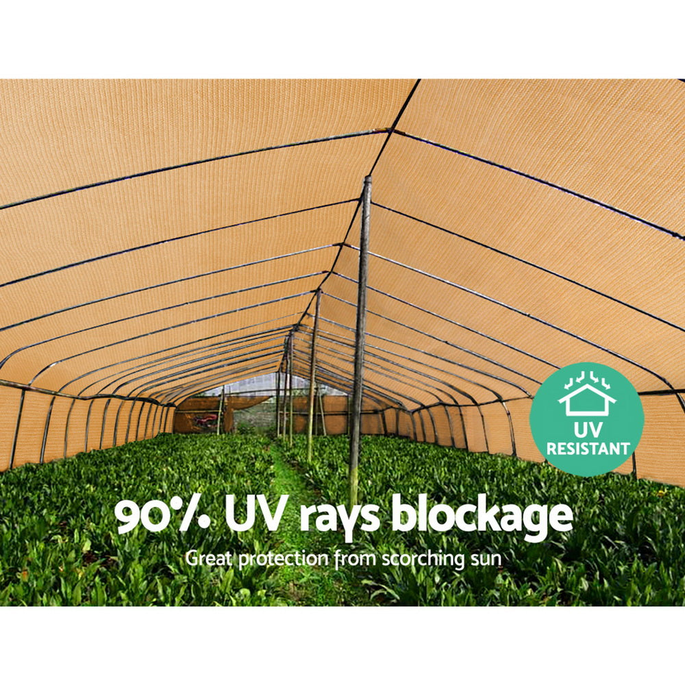 Instahut 90% Shade Cloth 1.83x20m Shadecloth Sail Heavy Duty Beige SH-CL-183X200-195-BE