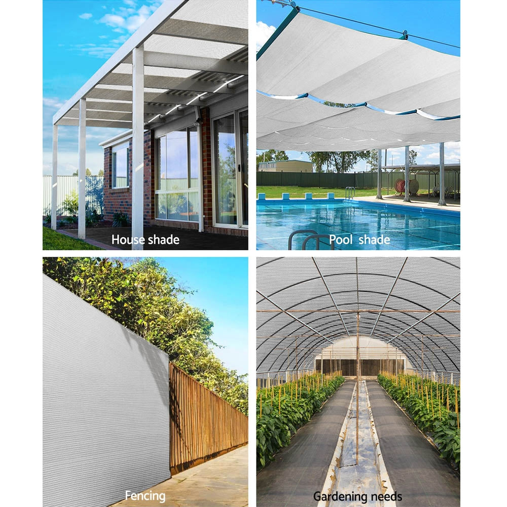 Instahut 50% Shade Cloth 1.83x30m Shadecloth Wide Heavy Duty White SH-CL-183X300-100-R-WH