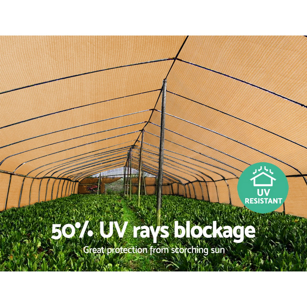 Instahut 50% Shade Cloth 1.83x50m Shadecloth Sail Heavy Duty Beige SH-CL-183X500-100-BE