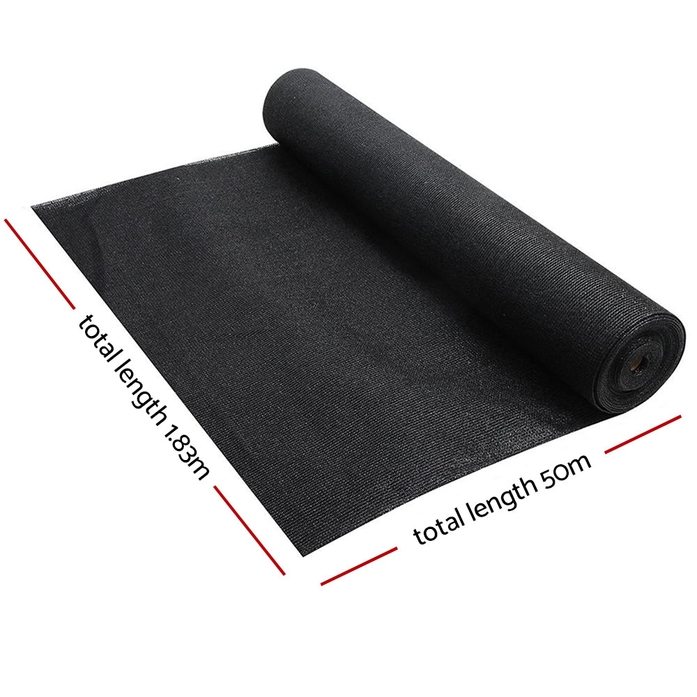 Instahut 70% Shade Cloth 1.83x50m Shade Cloth Sail Heavy Duty Shadecloth Garden Mesh Roll BK SH-CL-183X500-175-BK