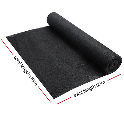 Instahut 70% Shade Cloth 1.83x50m Shade Cloth Sail Heavy Duty Shadecloth Garden Mesh Roll BK SH-CL-183X500-175-BK