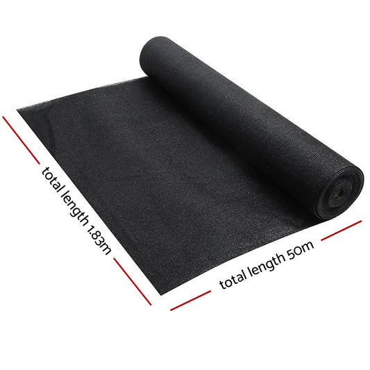 Instahut 70% Shade Cloth 1.83x50m Shade Cloth Sail Heavy Duty Shadecloth Garden Mesh Roll BK SH-CL-183X500-175-BK