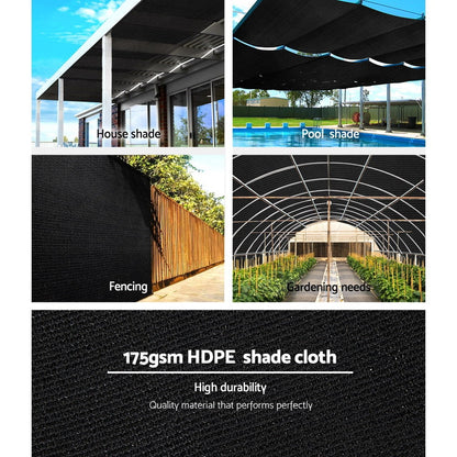 Instahut 70% Shade Cloth 1.83x50m Shade Cloth Sail Heavy Duty Shadecloth Garden Mesh Roll BK SH-CL-183X500-175-BK