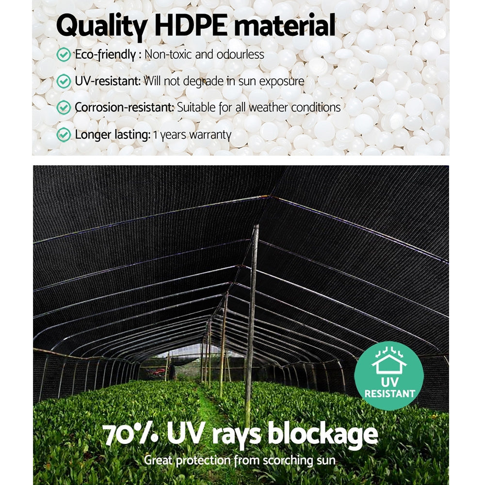 Instahut 70% Shade Cloth 1.83x50m Shade Cloth Sail Heavy Duty Shadecloth Garden Mesh Roll BK SH-CL-183X500-175-BK