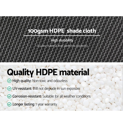 Instahut 50% Shade Cloth 3.66x10m Shadecloth Wide Heavy Duty White SH-CL-366X100-100-R-WH