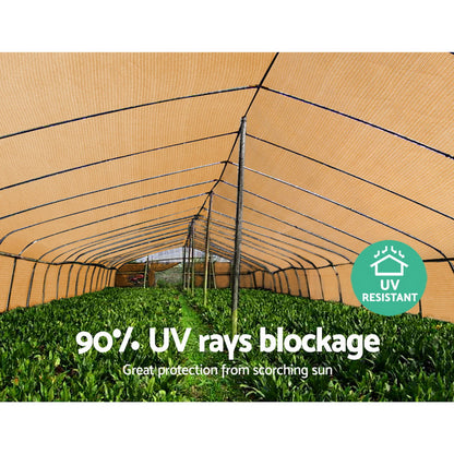 Instahut 90% Shade Cloth 3.66x10m Shadecloth Sail Heavy Duty Beige SH-CL-366X100-195-BE
