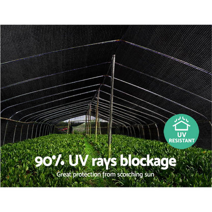 Instahut 90% Shade Cloth 3.66x10m Shadecloth Sail Heavy Duty Black SH-CL-366X100-195-BK