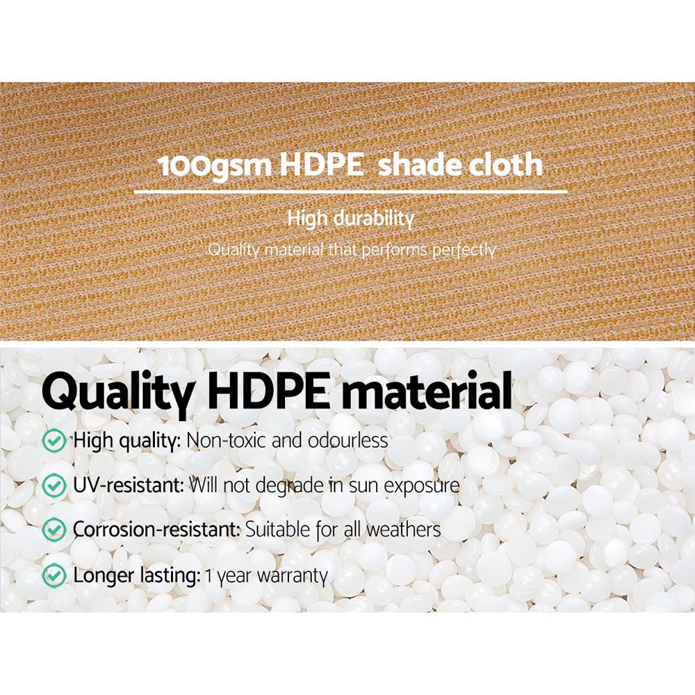 Instahut 50% Shade Cloth 3.66x20m Shadecloth Sail Heavy Duty Beige SH-CL-366X200-100-BE
