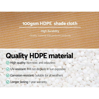 Instahut 50% Shade Cloth 3.66x20m Shadecloth Sail Heavy Duty Beige SH-CL-366X200-100-BE