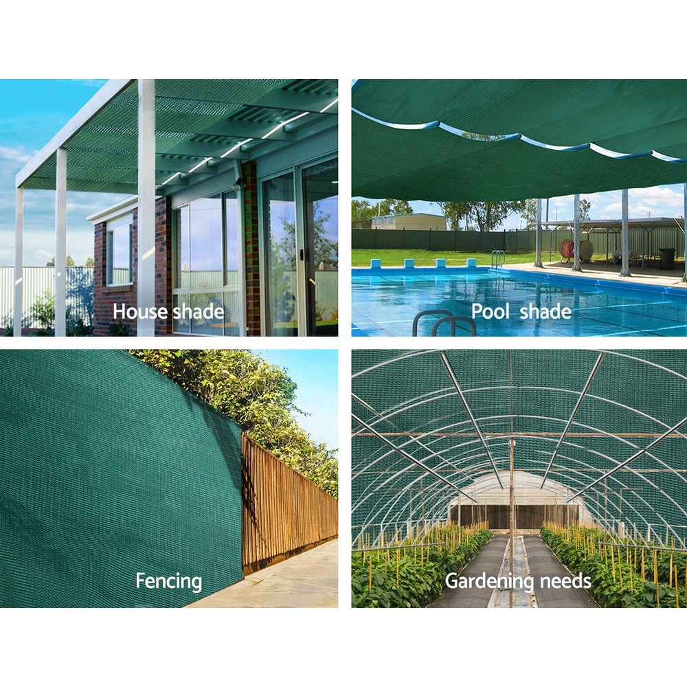 Instahut 50% Shade Cloth 3.66x20m Shadecloth Wide Heavy Duty Green SH-CL-366X200-100-R-GR