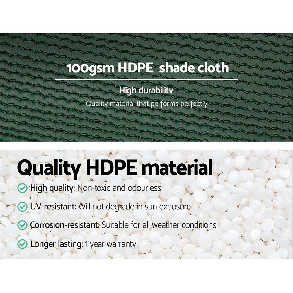 Instahut 50% Shade Cloth 3.66x20m Shadecloth Wide Heavy Duty Green SH-CL-366X200-100-R-GR