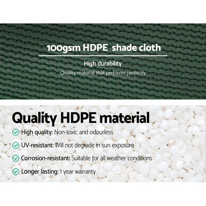 Instahut 50% Shade Cloth 3.66x20m Shadecloth Wide Heavy Duty Green SH-CL-366X200-100-R-GR