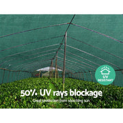 Instahut 50% Shade Cloth 3.66x20m Shadecloth Wide Heavy Duty Green SH-CL-366X200-100-R-GR