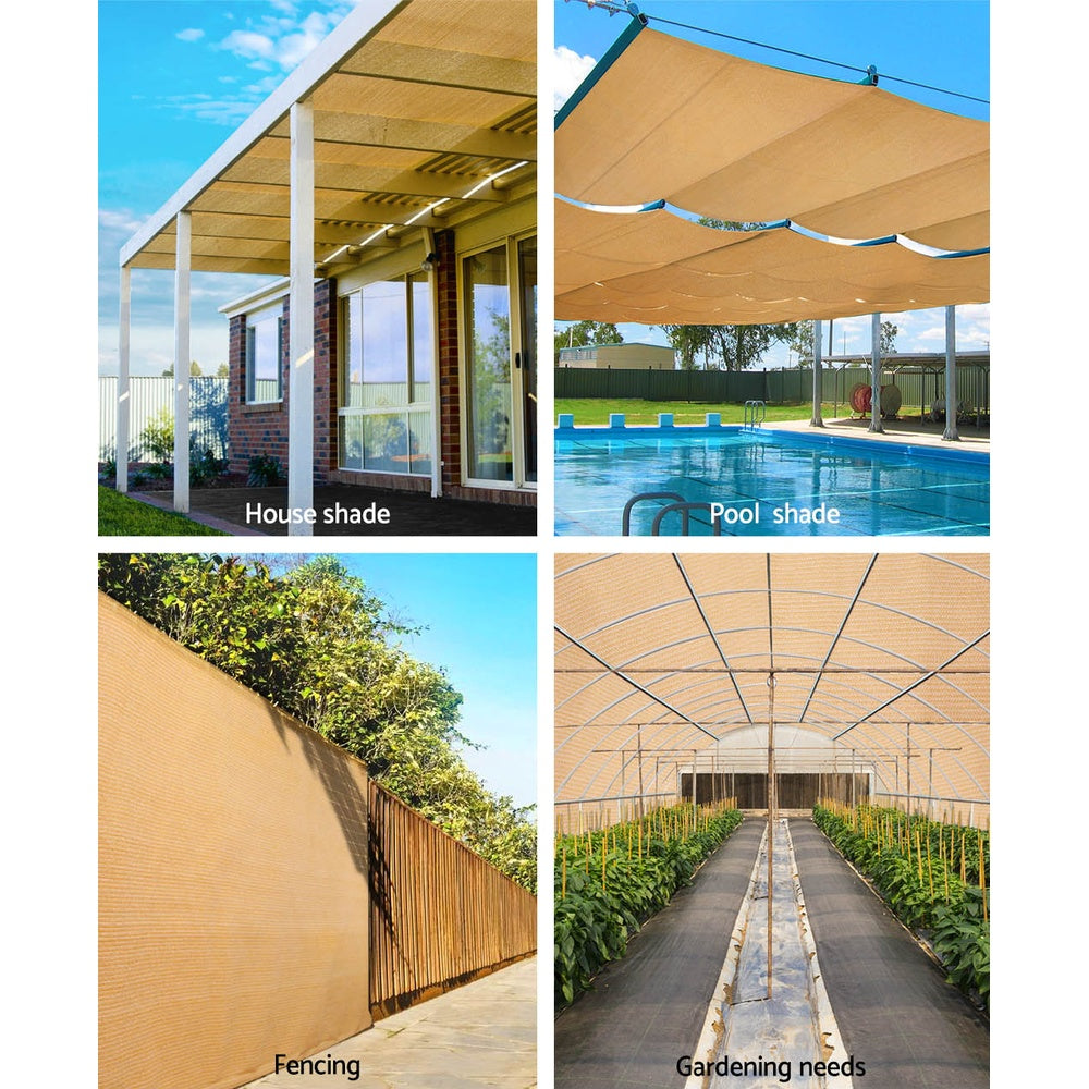 Instahut 70% Shade Cloth 3.66x30m Shadecloth Sail Heavy Duty Beige SH-CL-366X300-175-BE