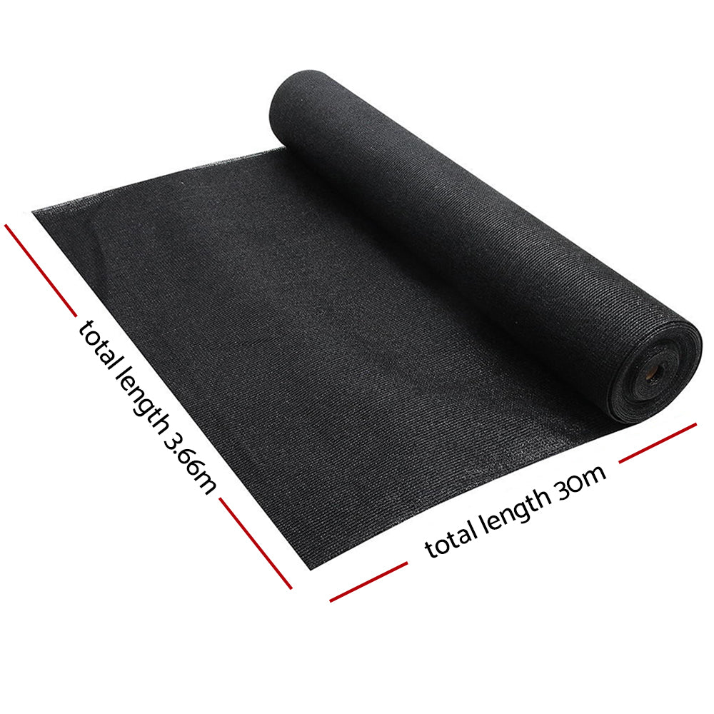 Instahut 70% Shade Cloth 3.66x30m Shade Cloth Sail Heavy Duty Shadecloth Garden Mesh Roll BK SH-CL-366X300-175-BK