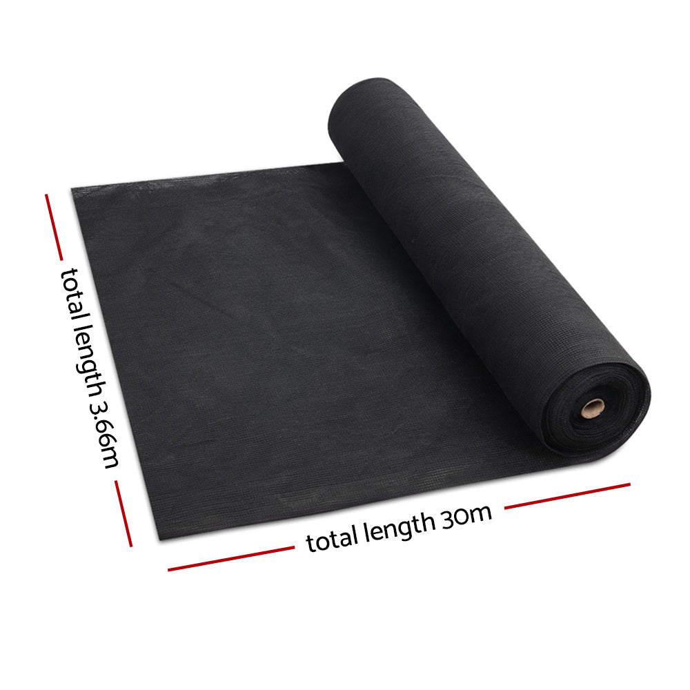 Instahut 30% Shade Cloth 3.66x30m Shadecloth Wide Heavy Duty Black SH-CL-366X300-80-R-BK