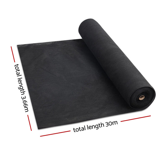 Instahut 30% Shade Cloth 3.66x30m Shadecloth Wide Heavy Duty Black SH-CL-366X300-80-R-BK
