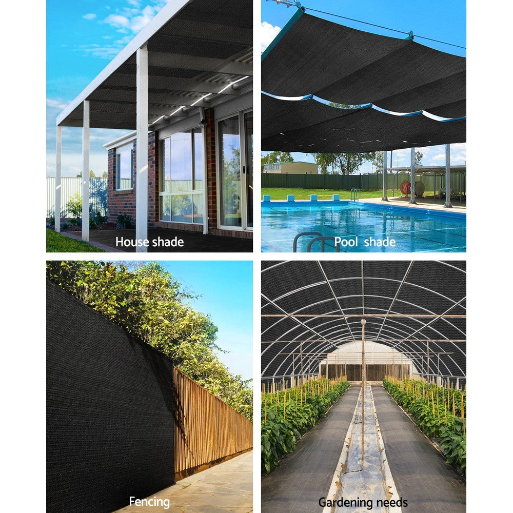 Instahut 30% Shade Cloth 3.66x30m Shadecloth Wide Heavy Duty Black SH-CL-366X300-80-R-BK