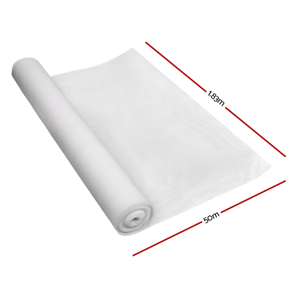 Instahut 50% Shade Cloth 1.83x50m Shadecloth Garden White SH-CL-DL-183X500-100-R-WH