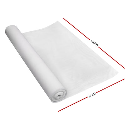 Instahut 50% Shade Cloth 1.83x50m Shadecloth Garden White SH-CL-DL-183X500-100-R-WH