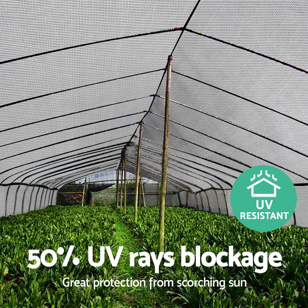 Instahut 50% Shade Cloth 1.83x50m Shadecloth Garden White SH-CL-DL-183X500-100-R-WH