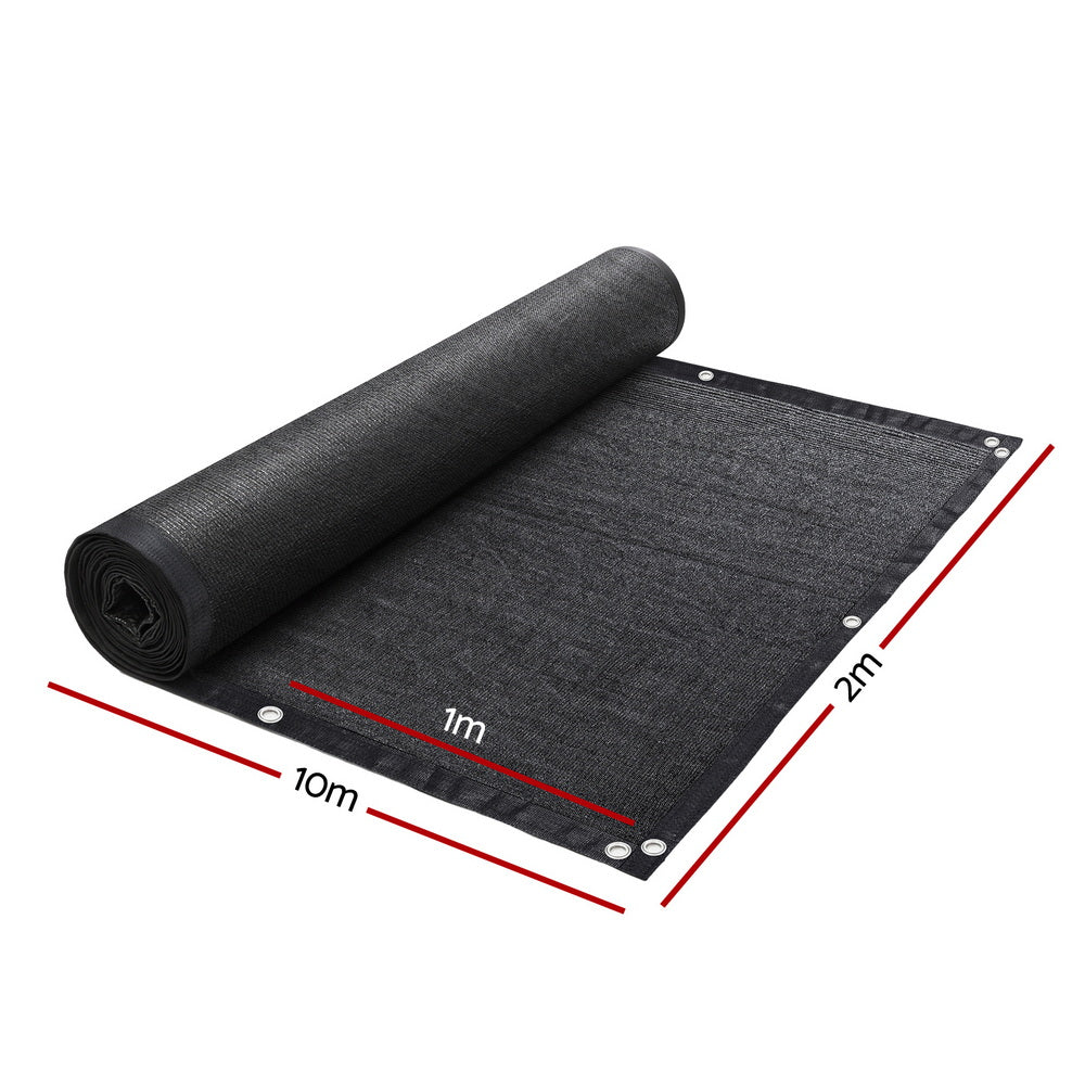 Instahut Shade Cloth Sun Shade Fabric Patio UV Resistant Black 10x2m SH-CL-DL-2X10M-85-BK