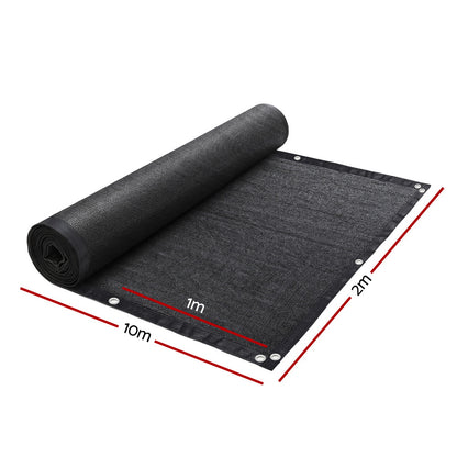 Instahut Shade Cloth Sun Shade Fabric Patio UV Resistant Black 10x2m SH-CL-DL-2X10M-85-BK