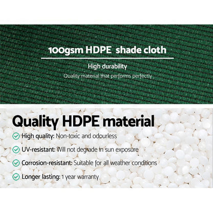 Instahut 50% Shade Cloth 3.66x10m Shadecloth Wide Heavy Duty Green SH-CL-DL-366X100-100-R-GR