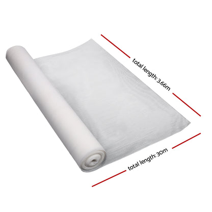 Instahut 90% Shade Cloth 3.66x30m Shadecloth Wide Heavy Duty White SH-CL-DL-366X300-195-R-WH